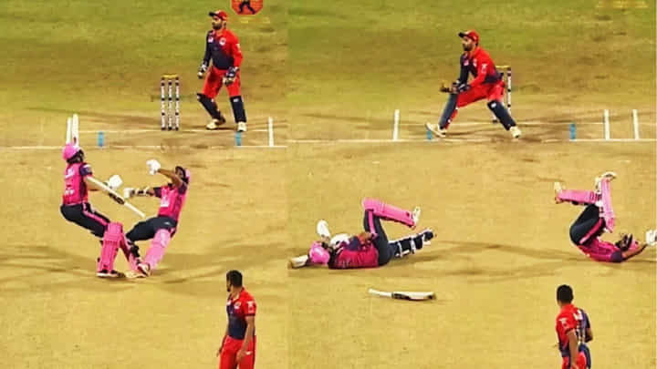 VIDEO: ಡಿಕ್ಕಿ ಹೊಡೆದು ಬಿದ್ದ ಬ್ಯಾಟರ್ಗಳು... ಆದರೂ ರನೌಟ್ ಮಾಡಲು ಸಾಧ್ಯವಾಗಿಲ್ಲ..! VIDEO: ಡಿಕ್ಕಿ ಹೊಡೆದು ಬಿದ್ದ ಬ್ಯಾಟರ್ಗಳು... ಆದರೂ ರನೌಟ್ ಮಾಡಲು ಸಾಧ್ಯವಾಗಿಲ್ಲ..!