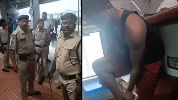 ರೈಲಿನಲ್ಲಿ ಅಸಭ್ಯ ವರ್ತನೆ: ಕೇಳಲು ಬಂದ ಪೊಲೀಸರ ಮುಂದೆಯೇ ಅಂಗಿ, ಪ್ಯಾಂಟ್ ಬಿಚ್ಚಿದ ರೈಲಿನಲ್ಲಿ ಅಸಭ್ಯ ವರ್ತನೆ: ಕೇಳಲು ಬಂದ ಪೊಲೀಸರ ಮುಂದೆಯೇ ಅಂಗಿ, ಪ್ಯಾಂಟ್ ಬಿಚ್ಚಿದ