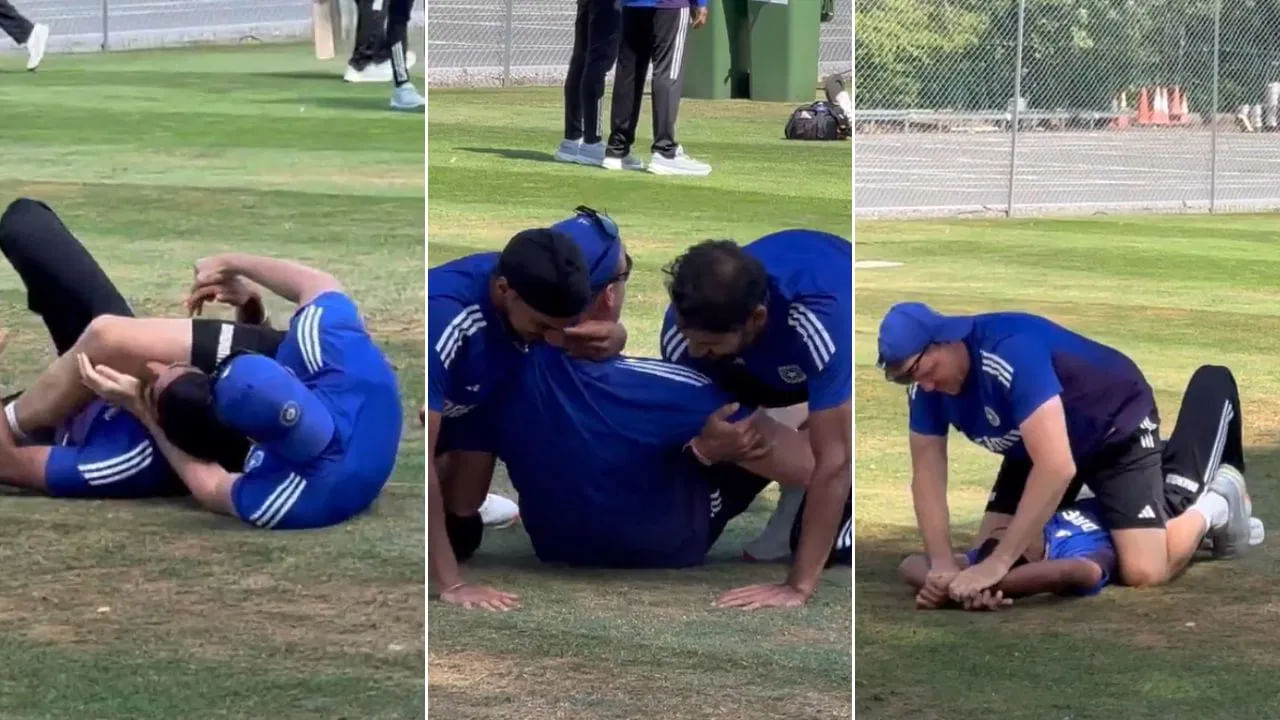 ಬೌಲಿಂಗ್ ಕೋಚ್ ಜೊತೆ WWE ಆಡಿ ಸೋತ ಅರ್ಷದೀಪ್, ಆಕಾಶ್; ವಿಡಿಯೋ ನೋಡಿ