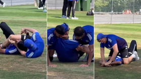 ಬೌಲಿಂಗ್ ಕೋಚ್ ಜೊತೆ WWE ಆಡಿ ಸೋತ ಅರ್ಷದೀಪ್, ಆಕಾಶ್ ಬೌಲಿಂಗ್ ಕೋಚ್ ಜೊತೆ WWE ಆಡಿ ಸೋತ ಅರ್ಷದೀಪ್, ಆಕಾಶ್