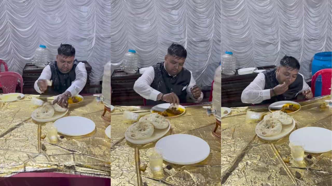 Video : ಮಳೆ ಬಂದ್ರೆ ಏನಂತೆ, ಹೊಟ್ಟೆ ಕೇಳುತ್ತಾ : ಒದ್ದೆಯಾಗಿದ್ರೂ ಗಡದ್ದಾಗಿ ಊಟ ಮಾಡಿದ ಪುಣ್ಯಾತ್ಮ Video : ಮಳೆ ಬಂದ್ರೆ ಏನಂತೆ, ಹೊಟ್ಟೆ ಕೇಳುತ್ತಾ : ಒದ್ದೆಯಾಗಿದ್ರೂ ಗಡದ್ದಾಗಿ ಊಟ ಮಾಡಿದ ಪುಣ್ಯಾತ್ಮ