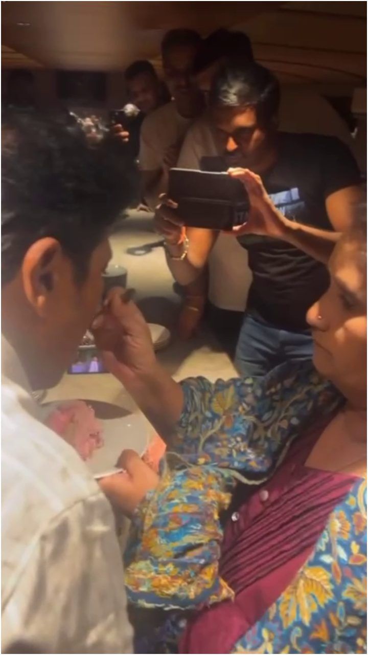 ಶಿವರಾಜ್​ಕುಮಾರ್​ಗೆ ಪ್ರೀತಿಯಿಂದ ಕೇಕ್ ತಿನ್ನಿಸಿದ ಗೀತಕ್ಕ