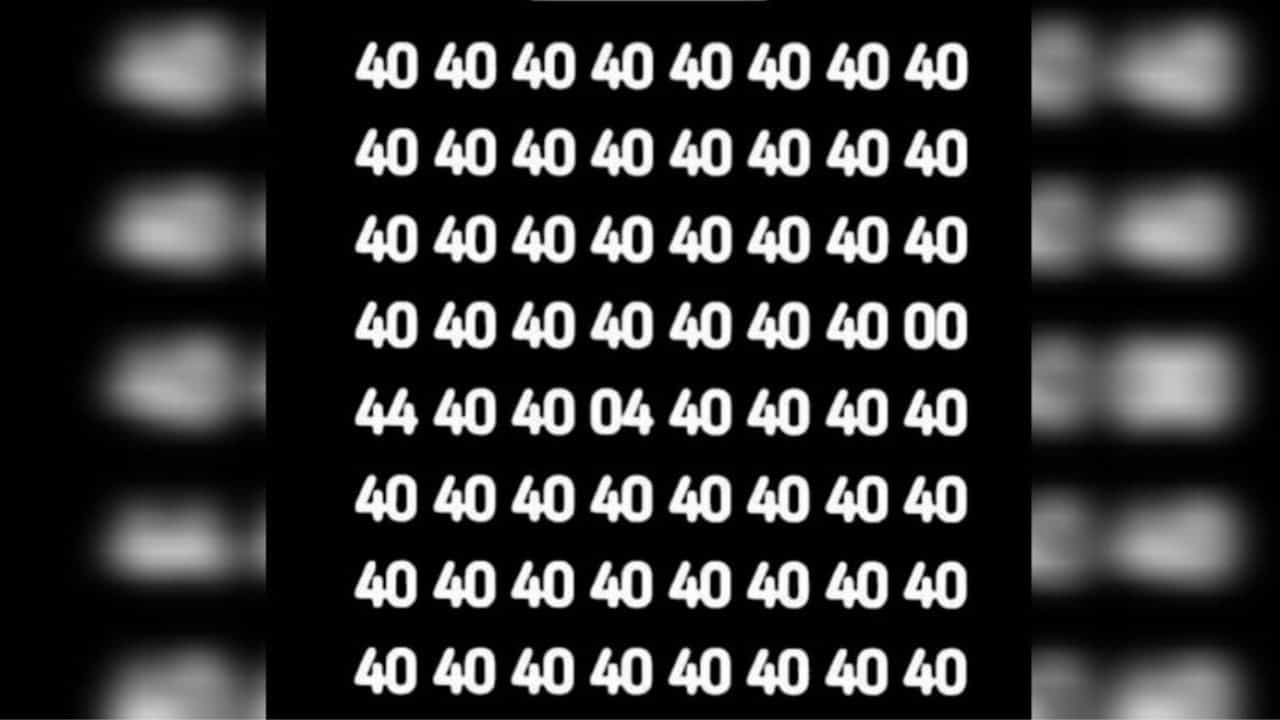 Optical Illusion: ಈ ಚಿತ್ರದಲ್ಲಿ 40ರ ನಡುವೆ ಅಡಗಿರುವ 00, 44, 04 ಈ ಮೂರು ಸಂಖ್ಯೆಯನ್ನು ಹುಡುಕಲು ನಿಮ್ಮಿಂದ ಸಾಧ್ಯನಾ? Optical Illusion: ಈ ಚಿತ್ರದಲ್ಲಿ 40ರ ನಡುವೆ ಅಡಗಿರುವ 00, 44, 04 ಈ ಮೂರು ಸಂಖ್ಯೆಯನ್ನು ಹುಡುಕಲು ನಿಮ್ಮಿಂದ ಸಾಧ್ಯನಾ?