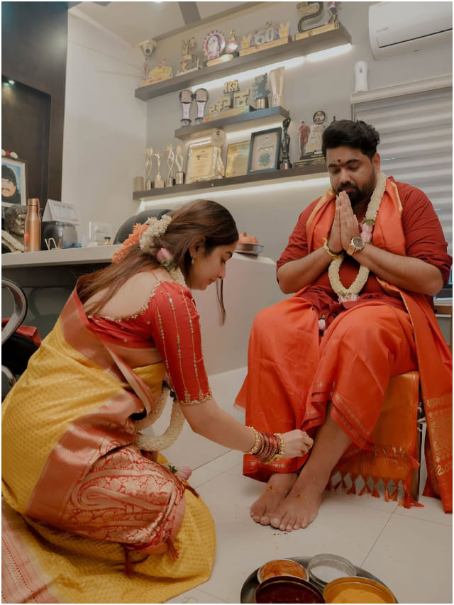 ಭೀಮನ ಅಮಾವಾಸ್ಯೆ ಆಚರಿಸಿ ಫೋಟೋ ಹಂಚಿಕೊಂಡಿರುವ ದಂಪತಿ.