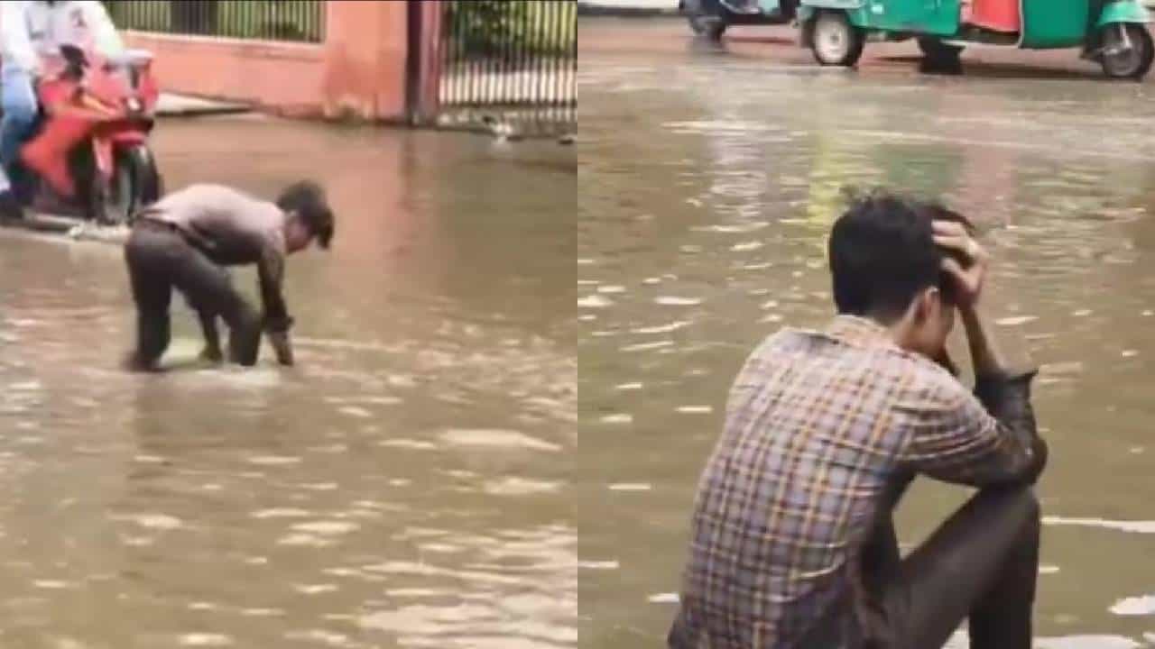 Video: ರಸ್ತೆಯಲ್ಲಿ ನಿಂತ ಮಳೆ ನೀರಿಗೆ ಬಿದ್ದ ಐಫೋನ್;‌ ದುಬಾರಿ ಫೋನ್‌ ಹೋಯ್ತಲ್ಲ ಎಂದು ಬಿಕ್ಕಿ ಬಿಕ್ಕಿ ಅತ್ತ ಯುವಕ
