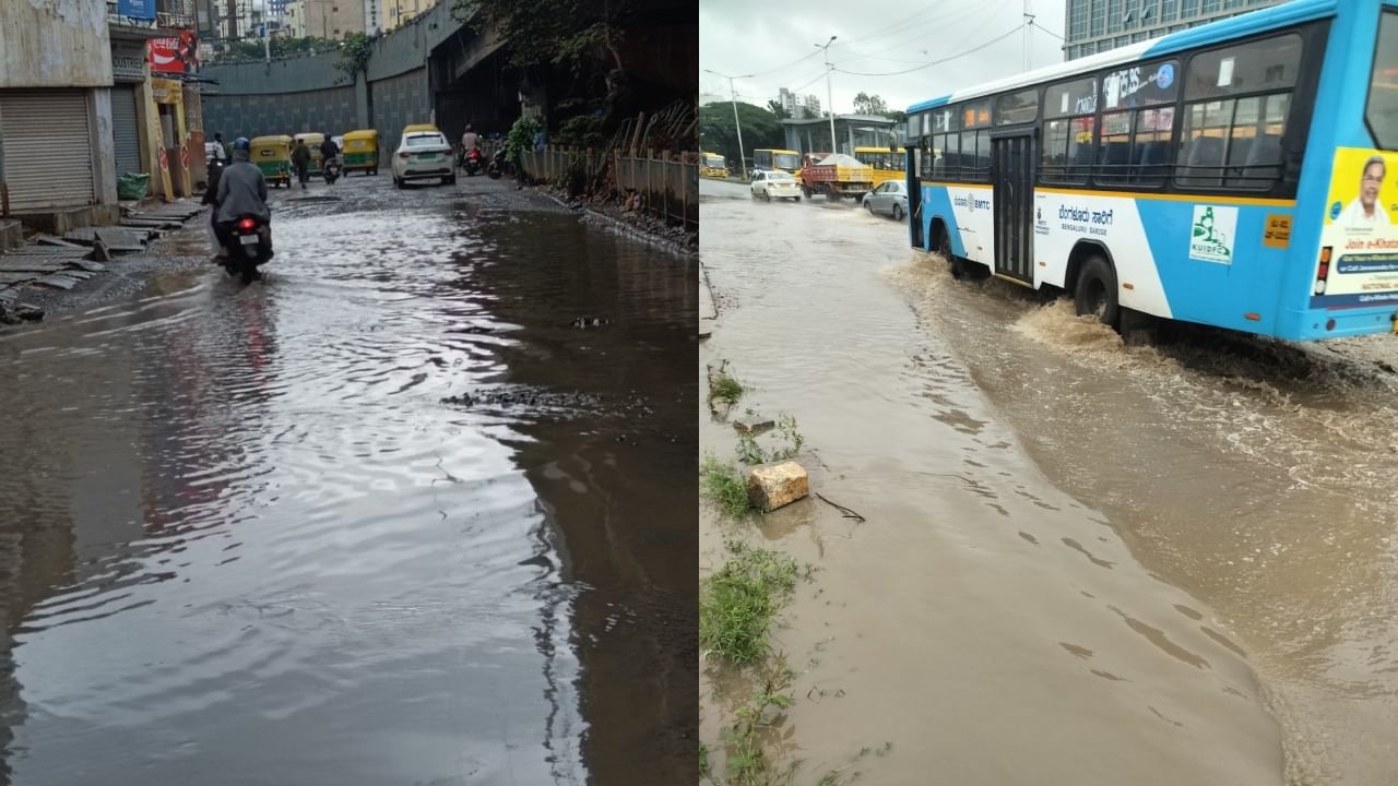 ಬೆಂಗಳೂರು: ರಾತ್ರಿ ಇಡೀ ಸುರಿದ ಮಳೆಯಿಂದ ಹಲವೆಡೆ ಸಂಚಾರಕ್ಕೆ ಅಡ್ಡಿ, ಟ್ರಾಫಿಕ್ ಜಾಮ್