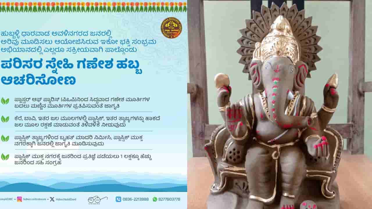 ಹುಬ್ಬಳ್ಳಿ ಧಾರವಾಡ ಪಾಲಿಕೆಯಿಂದ ಪರಿಸರ ಸ್ನೇಹಿ ಗಣೇಶ ಅಭಿಯಾನ: ವಿಜೇತರಿಗೆ ಸಿಗಲಿದೆ ಬಹುಮಾನ