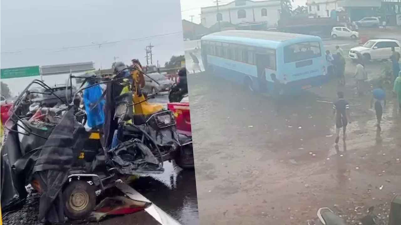 ಆಟೋಗೆ ಗುದ್ದಿದ  ಬಸ್: ಮಗು ಸೇರಿ 6 ಜನ ಸಾವು, ಅಪಘಾತದ ಭೀಕರ ದೃಶ್ಯ ಇಲ್ಲಿದೆ