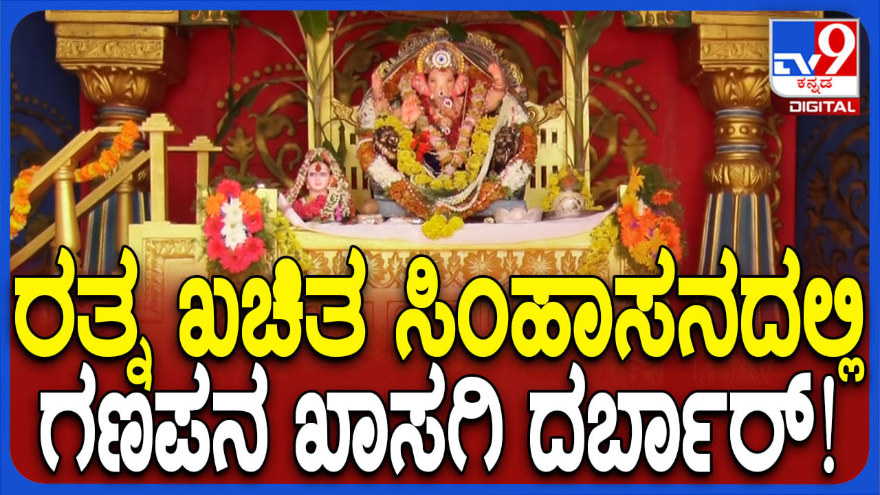 ಮೈಸೂರು ಅರಮನೆ ಹೋಲುವ ರತ್ನಖಚಿತ ಸಿಂಹಾಸನದಲ್ಲಿ ವಿಘ್ನನಿವಾರಕನ ಖಾಸಗಿ ದರ್ಬಾರ್‌