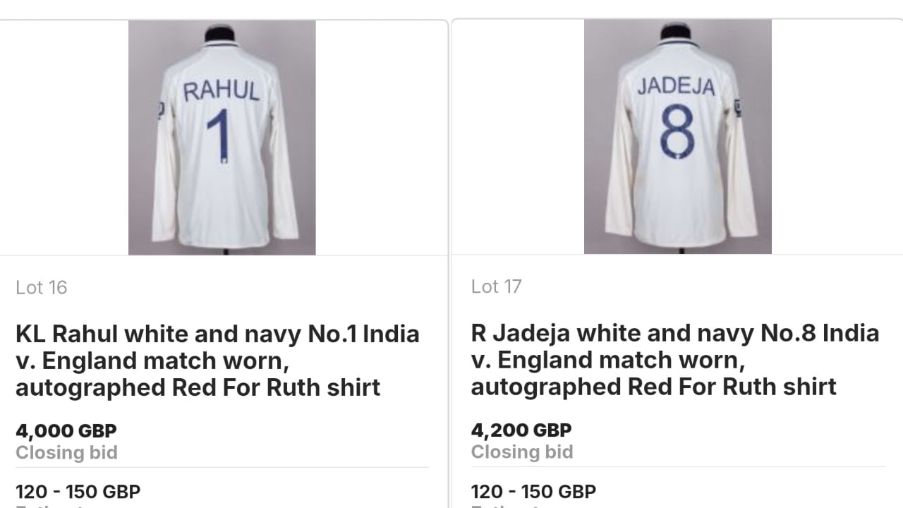 ಇನ್ನು ಹರಾಜಿನ ವಿಚಾರಕ್ಕೆ ಬರುವುದಾದರೆ, ಗಿಲ್ ನಂತರ, ವೇಗಿ ಜಸ್ಪ್ರೀತ್ ಬುಮ್ರಾ ಅವರ ಜೆರ್ಸಿ ಎರಡನೇ ಅತಿ ಹೆಚ್ಚು ಬೆಲೆಗೆ ಮಾರಾಟವಾಯಿತು. ಜಸ್ಪ್ರೀತ್ ಬುಮ್ರಾ ಅವರ ಜೆರ್ಸಿ 4.94 ಲಕ್ಷ ರೂ.ಗೆ ಮಾರಾಟವಾದರೆ, ರವೀಂದ್ರ ಜಡೇಜಾ ಅವರ ಜೆರ್ಸಿ ಕೂಡ ಅದೇ ಬೆಲೆಗೆ ಮಾರಾಟವಾಯಿತು. ಕೆಎಲ್ ರಾಹುಲ್ ಅವರ ಜೆರ್ಸಿ 4.71 ಲಕ್ಷ ರೂ.ಗೆ ಬಿಡ್ ಆಗಿದ್ದು, ಭಾರತ ವಿರುದ್ಧದ ಈ ಟೆಸ್ಟ್ ಸರಣಿಯಲ್ಲಿ ಅತಿ ಹೆಚ್ಚು ರನ್ ಗಳಿಸಿದವರಲ್ಲಿ ಎರಡನೇ ಸ್ಥಾನ ಪಡೆದ ಜೋ ರೂಟ್ ಅವರ ಜೆರ್ಸಿಯನ್ನು 4.47 ಲಕ್ಷ ರೂ.ಗೆ ಖರೀದಿಸಲಾಯಿತು.