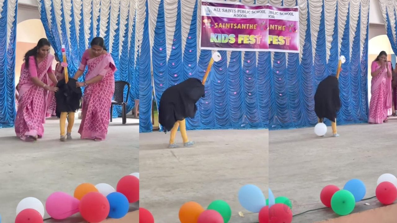 Video: ಇದೊಂದು ವಿಚಿತ್ರ ಉಷ್ಟ್ರಪಕ್ಷಿ, ಬಾಲಕನ ವೇಷ ನೋಡಿ ಬಿದ್ದು ಬಿದ್ದು ನಕ್ಕ ಜನ