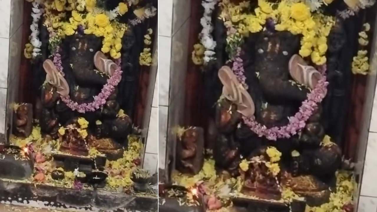 ಬೇಲೂರಿನಲ್ಲಿ ಗಣೇಶ ವಿಗ್ರಹಕ್ಕೆ ಚಪ್ಪಲಿ ಹಾರ ಹಾಕಿದ ಕಿಡಿಗೇಡಿಗಳು: ಹೊಟ್ಟೆಗೇನು​​ ತಿಂತಾರೆ ಎಂದ ಜನ