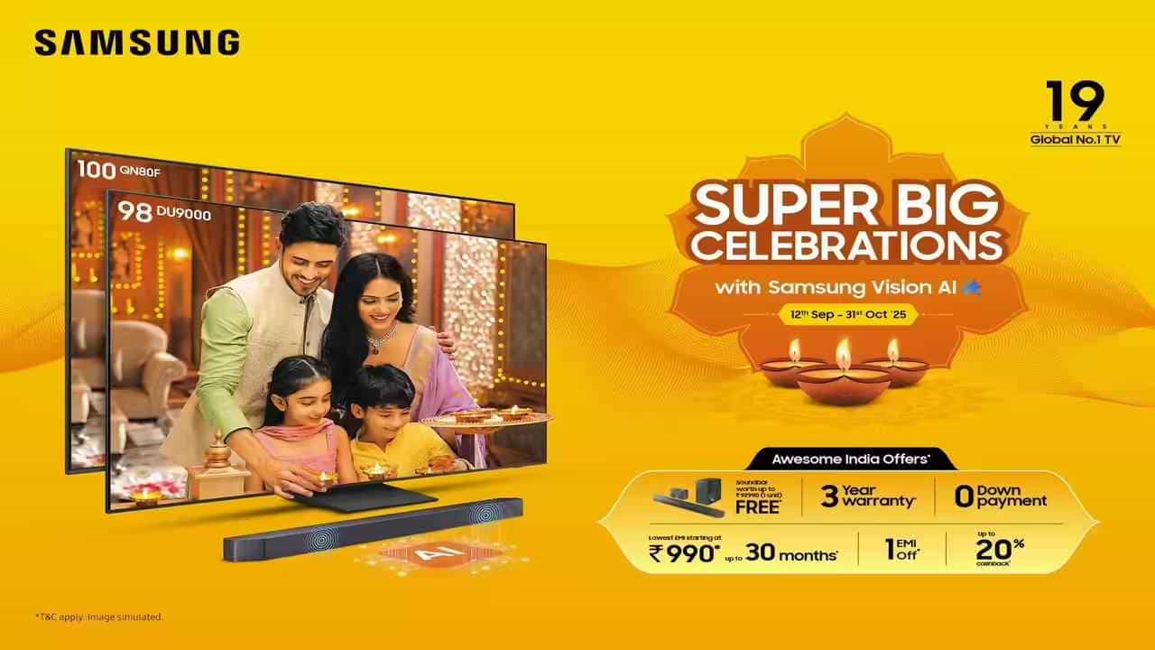 AI Smart TV Offer: ಸ್ಯಾಮ್ಸಂಗ್ನಿಂದ ಸೂಪರ್ ಬಿಗ್ ಸೆಲೆಬ್ರೇಷನ್ಸ್: AI ಸ್ಮಾರ್ಟ್ ಟಿವಿಗಳ ಮೇಲೆ ಬಂಪರ್ ಆಫರ್ AI Smart TV Offer: ಸ್ಯಾಮ್ಸಂಗ್ನಿಂದ ಸೂಪರ್ ಬಿಗ್ ಸೆಲೆಬ್ರೇಷನ್ಸ್: AI ಸ್ಮಾರ್ಟ್ ಟಿವಿಗಳ ಮೇಲೆ ಬಂಪರ್ ಆಫರ್