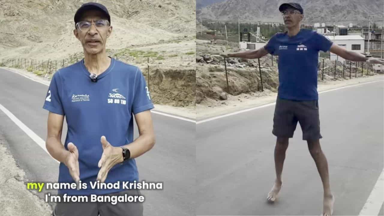 ಕೇವಲ 4 ದಿನದಲ್ಲಿ 164 ಕಿ.ಮೀ ನಡಿಗೆ! ಬೆಂಗಳೂರಿನ ಅಲ್ಟ್ರಾ ಮ್ಯಾರಥಾನ್ ಓಟಗಾರ 55 ವರ್ಷದ ವಿನೋದ್ ಕೃಷ್ಣನ್ ಸಾಧನೆ ಇದು ಕೇವಲ 4 ದಿನದಲ್ಲಿ 164 ಕಿ.ಮೀ ನಡಿಗೆ! ಬೆಂಗಳೂರಿನ ಅಲ್ಟ್ರಾ ಮ್ಯಾರಥಾನ್ ಓಟಗಾರ 55 ವರ್ಷದ ವಿನೋದ್ ಕೃಷ್ಣನ್ ಸಾಧನೆ ಇದು