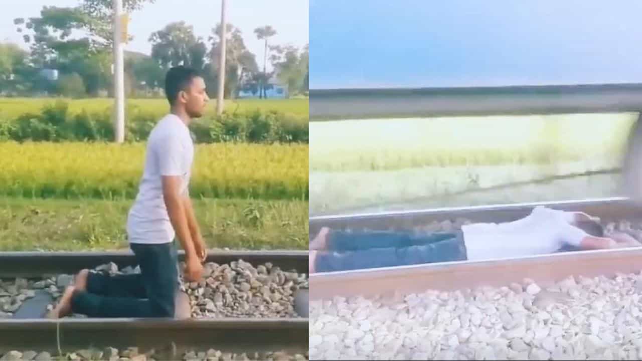 Video: ರೈಲ್ವೆ ಹಳಿ ಮೇಲೆ ಮಲಗಿ ರೀಲ್ಸ್ ಮಾಡಿದ ಯುವಕ, ಮುಂದೇನಾಯ್ತು ನೋಡಿ