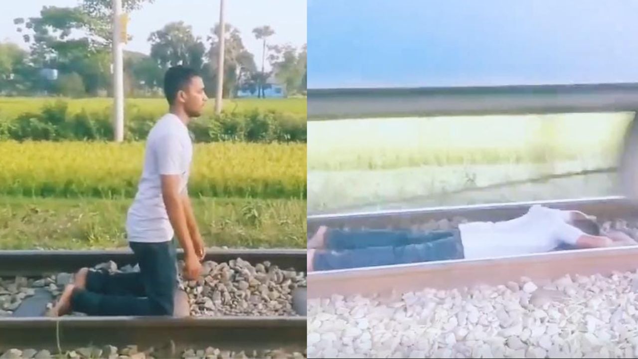 Video: ರೈಲ್ವೆ ಹಳಿ ಮೇಲೆ ಮಲಗಿ ರೀಲ್ಸ್ ಮಾಡಿದ ಯುವಕ, ಮುಂದೇನಾಯ್ತು ನೋಡಿ