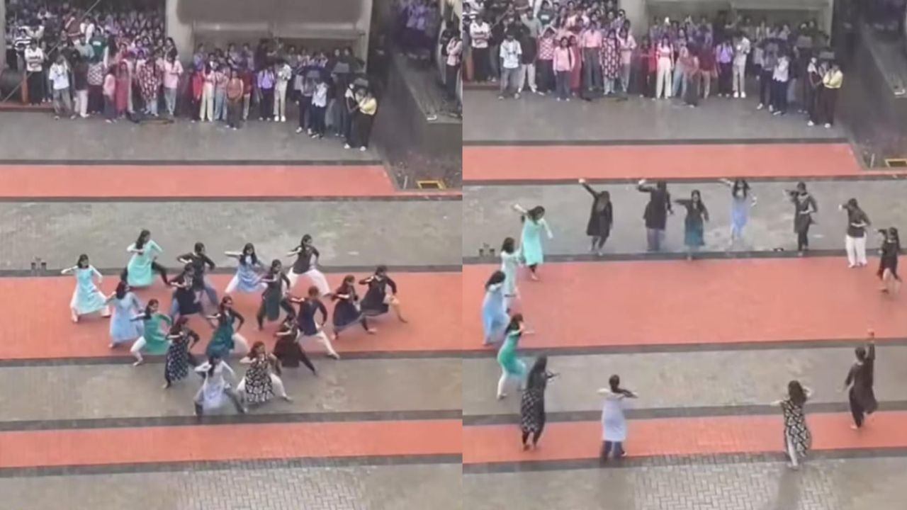 Video: ಮಳೆಯನ್ನು ಲೆಕ್ಕಿಸದೇ ಭರತನಾಟ್ಯ ಪ್ರದರ್ಶನ ನೀಡಿದ ಕರ್ನಾಟಕದ ಕಾಲೇಜು ವಿದ್ಯಾರ್ಥಿನಿಯರು