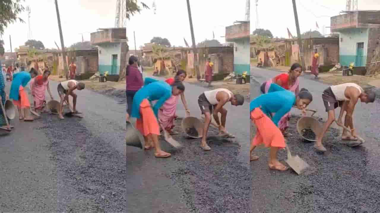 Video: ಏನ್ ಅವಸ್ಥೆ ನೋಡಿ; ಡಾಂಬರೀಕರಣಗೊಂಡ ರಸ್ತೆಯ ಡಾಂಬರನ್ನೇ ಕಿತ್ತು ಕೊಂಡ್ಯೊಯ್ದ ಜನ