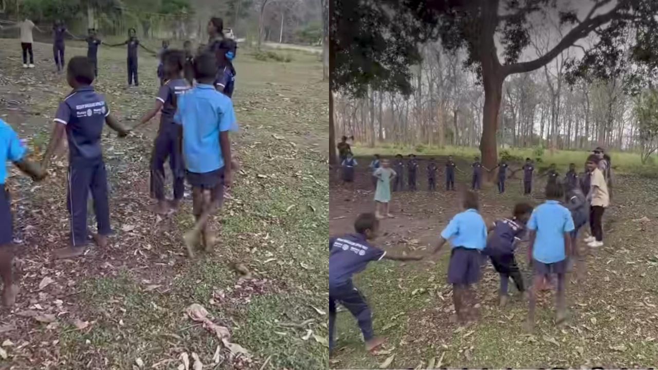 Video: ಇದು ವನಗಿರಿಯ ರಂಗು; ಪ್ರಕೃತಿಯ ನಡುವೆ ಹುಲಿದನ ಆಟವಾಡಿ ಸಂಭ್ರಮಿಸಿದ ಪುಟಾಣಿಗಳು