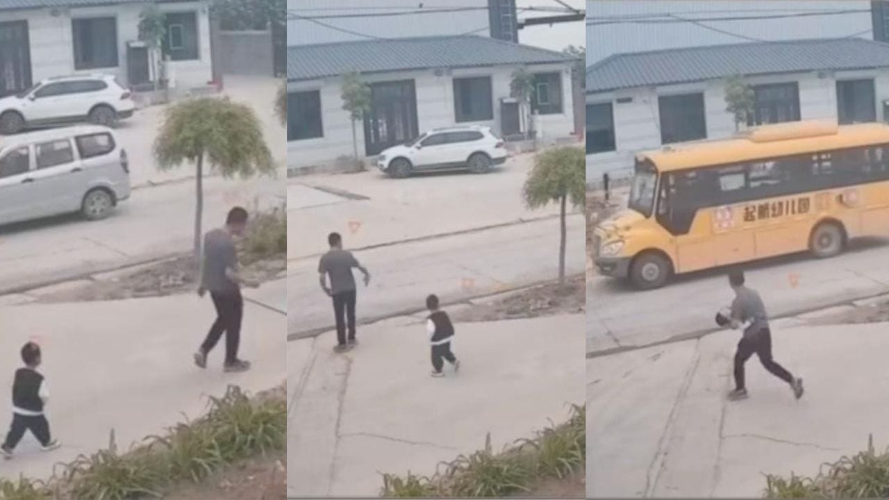 Video: ಈ ಅಪ್ಪ ಎಷ್ಟು ಖತರ್ನಾಕ್ ನೋಡಿ; ಉಪಾಯದಿಂದ ಪುಟಾಣಿಯನ್ನು ಶಾಲಾ ಬಸ್‌ ಹತ್ತಿಸಿದ ತಂದೆ