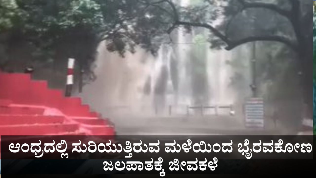 ಆಂಧ್ರದಲ್ಲಿ ಸುರಿಯುತ್ತಿರುವ ಮಳೆಯಿಂದ ಭೈರವಕೋಣ ಜಲಪಾತಕ್ಕೆ ಜೀವಕಳೆ