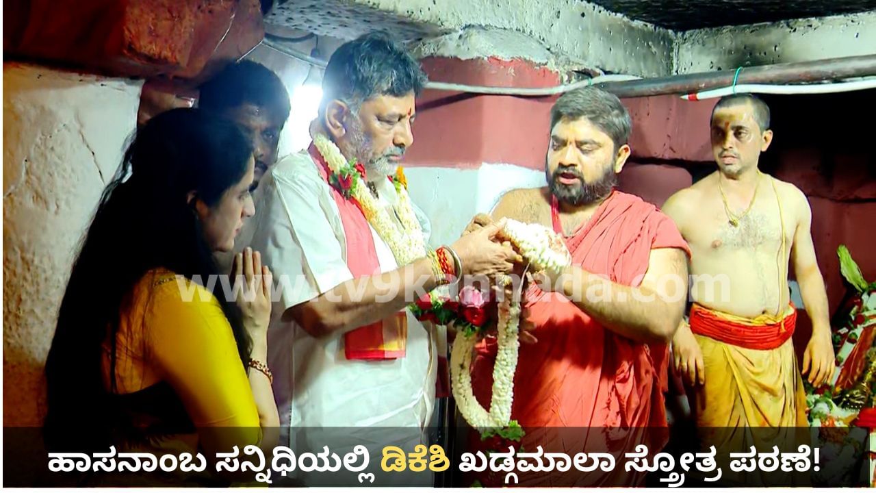 ಹಾಸನಾಂಬಾ ಸನ್ನಿಧಿಯಲ್ಲಿ ಡಿಕೆಶಿ ಖಡ್ಗಮಾಲಾ ಸ್ತ್ರೋತ್ರ ಪಠಣೆ, ಪೂಜೆ: ಸಿಎಂ ಗದ್ದುಗೆಗೇರುವ ಪ್ರಶ್ನೆಗೆ ಮಾರ್ಮಿಕ ಉತ್ತರ
