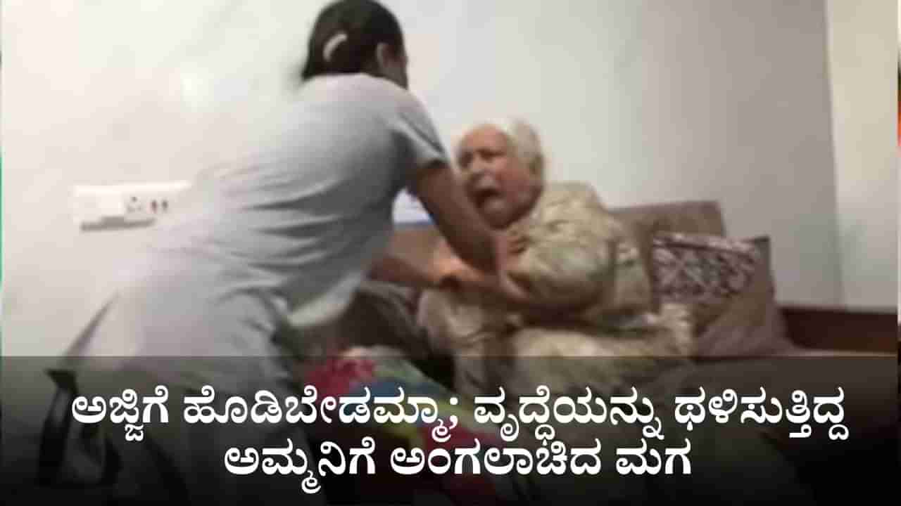 ಅಜ್ಜಿಗೆ ಹೊಡಿಬೇಡಮ್ಮಾ; ವೃದ್ಧೆಯನ್ನು ಥಳಿಸುತ್ತಿದ್ದ ಅಮ್ಮನಿಗೆ ಅಂಗಲಾಚಿದ ಮಗ