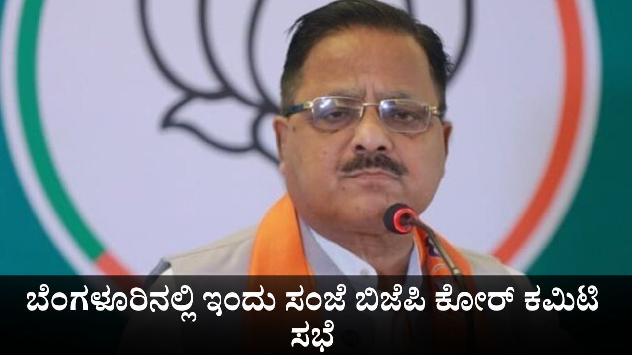 ಬೆಂಗಳೂರಿನಲ್ಲಿ ಇಂದು ಸಂಜೆ ಬಿಜೆಪಿ ಕೋರ್ ಕಮಿಟಿ ಸಭೆ
