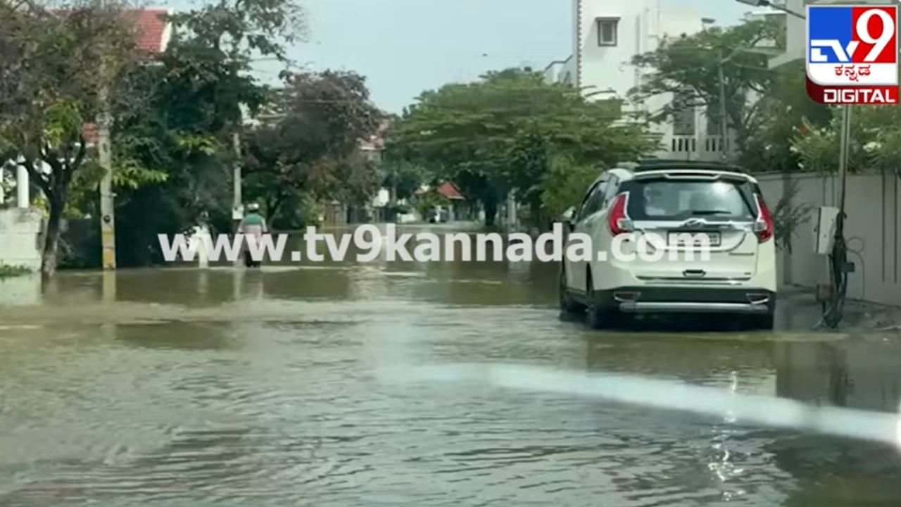 Bengaluru Rains: ಬೆಂಗಳೂರಲ್ಲಿ ಮಳೆಯ ಅಬ್ಬರಕ್ಕೆ ಹೊಳೆಯಂತಾಗಿರುವ ರೈನ್​ಬೋ ಡ್ರೈವ್​​ ಲೇಔಟ್