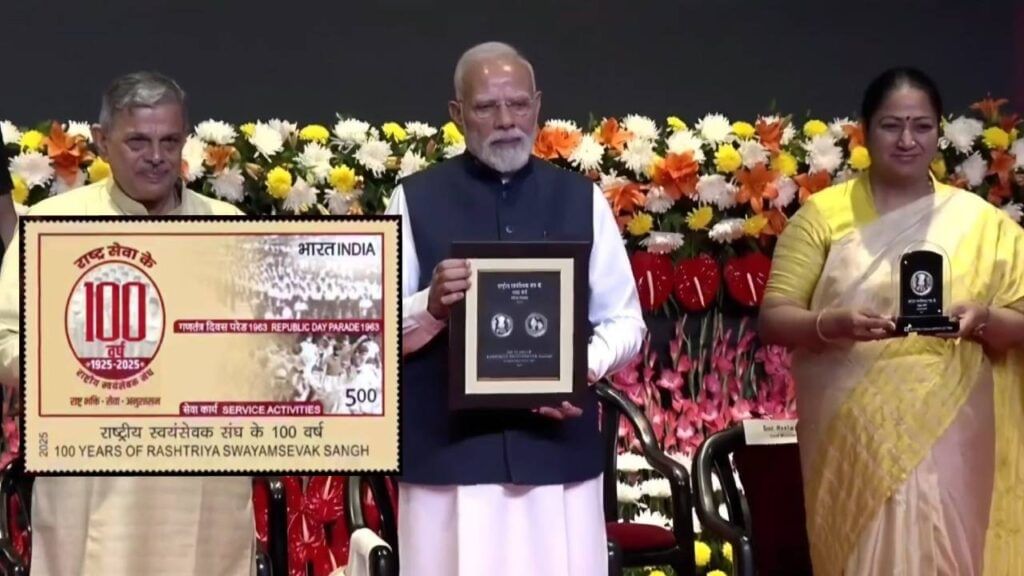 RSS Centenary celebrations: PM Modi unveils special Rs 100 coin and Postal stamp