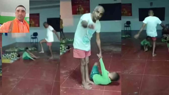 ಬಾಲಕನನ್ನ ಕಾಲಲ್ಲಿ ಒದ್ದು, ತುಳಿದ ಶಿಕ್ಷಕ: ರಾಕ್ಷಸೀ ಕೃತ್ಯದ ವಿಡಿಯೋ ನೋಡಿ