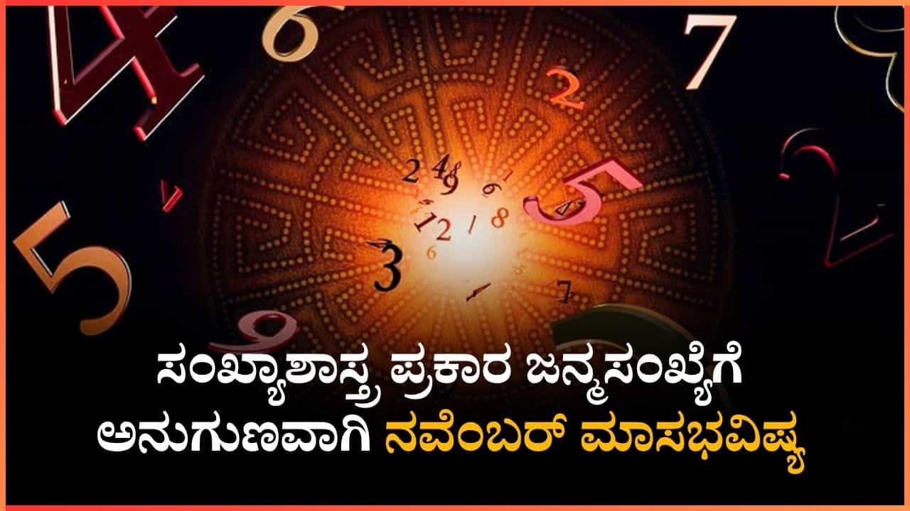 Numerology Prediction: ಸಂಖ್ಯಾಶಾಸ್ತ್ರ ಪ್ರಕಾರ ಜನ್ಮಸಂಖ್ಯೆಗೆ ಅನುಗುಣವಾಗಿ ನವೆಂಬರ್ ಮಾಸಭವಿಷ್ಯ 