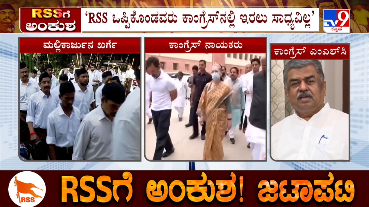 ಆರ್​ಎಸ್​ಎಸ್​ ಒಪ್ಪಿಕೊಂಡವರು ಕಾಂಗ್ರೆಸ್​ನಲ್ಲಿ ಇರಲು ಸಾಧ್ಯವಿಲ್ಲ: ಎಂಎಲ್​ಸಿ ಬಿಕೆ ಹರಿಪ್ರಸಾದ್