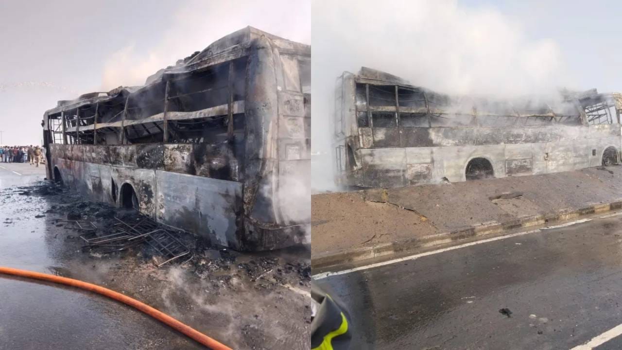 ಹೊತ್ತಿ ಉರಿದ 40 ಪ್ರಯಾಣಿಕರಿದ್ದ ದೆಹಲಿ-ವಾರಾಣಸಿ ಸ್ಲೀಪರ್ ಬಸ್ ಹೊತ್ತಿ ಉರಿದ 40 ಪ್ರಯಾಣಿಕರಿದ್ದ ದೆಹಲಿ-ವಾರಾಣಸಿ ಸ್ಲೀಪರ್ ಬಸ್