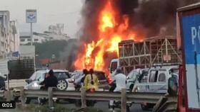 ಪುಣೆ-ಬೆಂಗಳೂರು ಹೆದ್ದಾರಿಯಲ್ಲಿ ಹಲವು ವಾಹನಗಳಿಗೆ ಗುದ್ದಿದ ಕಂಟೇನರ್