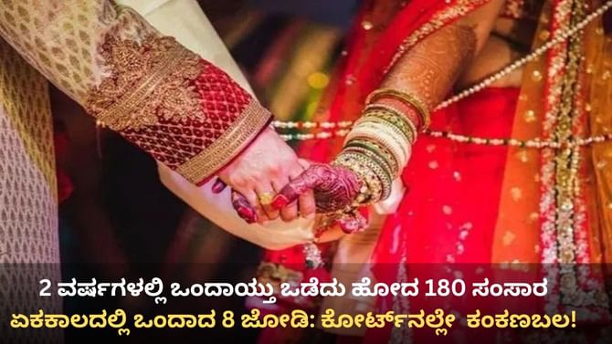 ಕೋರ್ಟ್​​ನಲ್ಲೇ ಕಂಕಣಬಲ: 2 ವರ್ಷಗಳಲ್ಲಿ ಒಂದಾಯ್ತು ಒಡೆದು ಹೋದ 180 ಸಂಸಾರ!