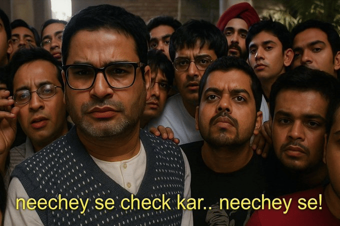 ಮತ್ತೊಂದು ಕಡೆ ಆಯೆಶಾ ಎಂಬುವವರು ಪೋಸ್ಟರ್​ ಒಂದನ್ನು ಹಂಚಿಕೊಂಡಿದ್ದು, ಅದರಲ್ಲಿ ಪ್ರಶಾಂತ್ ಕಿಶೋರ್ ಚಿತ್ರವಿದೆ. ಅದರಲ್ಲಿ ಗೆಲುವಂತೂ ನಿಮ್ಮದಾಗಿಲ್ಲ ಕೊನೆಯಲ್ಲಿ ಎಲ್ಲಾದರೂ ನಿಮ್ಮ ಹೆಸರಿರಬಹುದು ಹುಡುಕಿಕೊಳ್ಳಿ ಎಂದು ತಮಾಷೆ ಮಾಡುವಂತಿದೆ.
