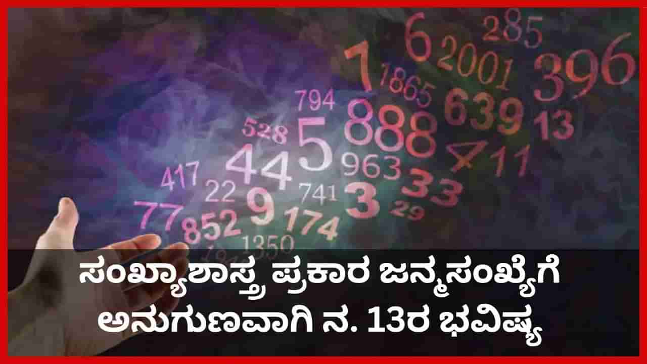 Numerology Prediction: ಸಂಖ್ಯಾಶಾಸ್ತ್ರ ಪ್ರಕಾರ ಜನ್ಮಸಂಖ್ಯೆಗೆ ಅನುಗುಣವಾಗಿ ನವೆಂಬರ್ 13ರ ಭವಿಷ್ಯ