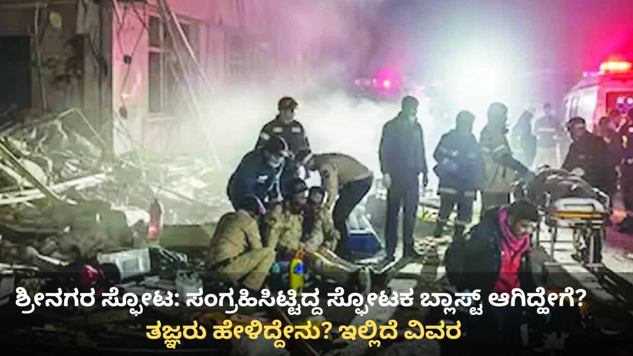 ಶ್ರೀನಗರ ಸ್ಫೋಟ: ಸಂಗ್ರಹಿಸಿಟ್ಟಿದ್ದ ಸ್ಫೋಟಕ ಬ್ಲಾಸ್ಟ್ ಆಗಿದ್ಹೇಗೆ? ತಜ್ಞರು ಹೇಳಿದ್ದೇನು? ಇಲ್ಲಿದೆ ವಿವರ ಶ್ರೀನಗರ ಸ್ಫೋಟ: ಸಂಗ್ರಹಿಸಿಟ್ಟಿದ್ದ ಸ್ಫೋಟಕ ಬ್ಲಾಸ್ಟ್ ಆಗಿದ್ಹೇಗೆ? ತಜ್ಞರು ಹೇಳಿದ್ದೇನು? ಇಲ್ಲಿದೆ ವಿವರ