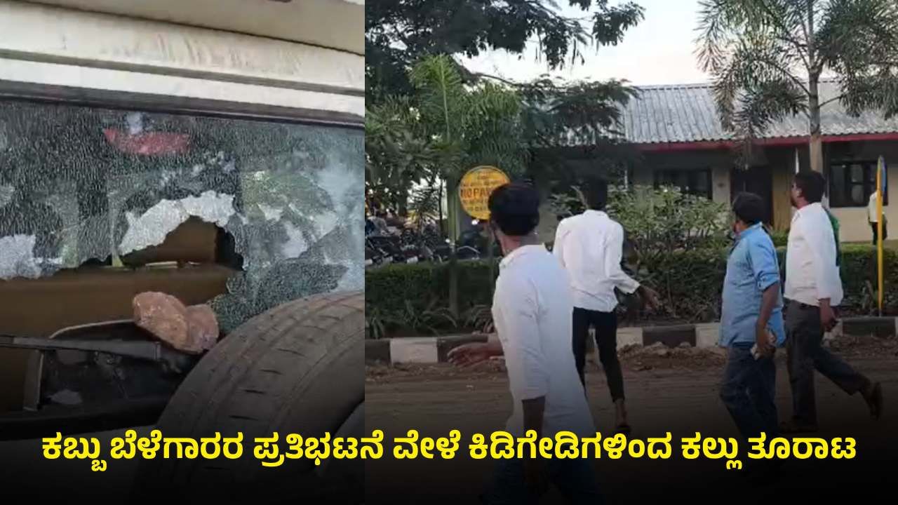 ವಿಕೋಪಕ್ಕೆ ತಿರಗಿದ ಕಬ್ಬು ಬೆಳೆಗಾರರ ಹೋರಾಟ: ಕಿಡಿಗೇಡಿಗಳಿಂದ ಕಲ್ಲು ತೂರಾಟ