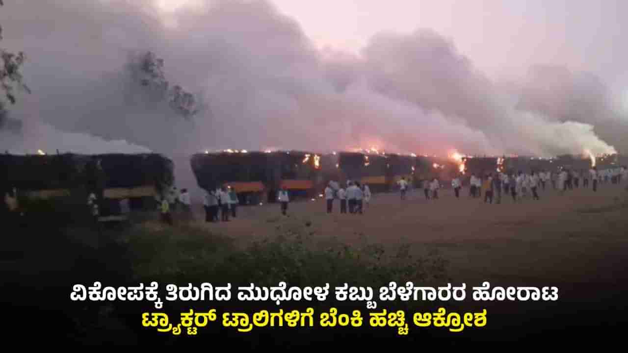 ಬಾಗಲಕೋಟೆಯಲ್ಲಿ ಕಬ್ಬು ಬೆಳೆಗಾರರ ರೋಷಾಗ್ನಿ: 100ಕ್ಕೂ ಹೆಚ್ಚು ಟ್ರ್ಯಾಕ್ಟರ್ ಟ್ರಾಲಿಗಳಿಗೆ ಬೆಂಕಿ
