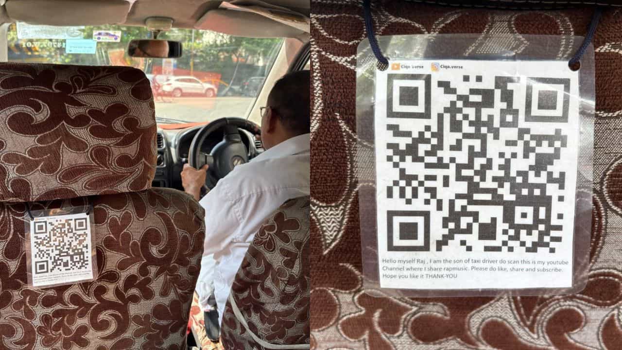 Viral: ಮಗನ ಯೂಟ್ಯೂಬ್ ಚಾನೆಲ್ ಪ್ರಚಾರಕ್ಕೆ ತನ್ನ ಟ್ಯಾಕ್ಸಿಯಲ್ಲಿ ಕ್ಯೂ ಆರ್ ಕೋಡ್ ಅಳವಡಿಸಿಕೊಂಡ ತಂದೆ Viral: ಮಗನ ಯೂಟ್ಯೂಬ್ ಚಾನೆಲ್ ಪ್ರಚಾರಕ್ಕೆ ತನ್ನ ಟ್ಯಾಕ್ಸಿಯಲ್ಲಿ ಕ್ಯೂ ಆರ್ ಕೋಡ್ ಅಳವಡಿಸಿಕೊಂಡ ತಂದೆ