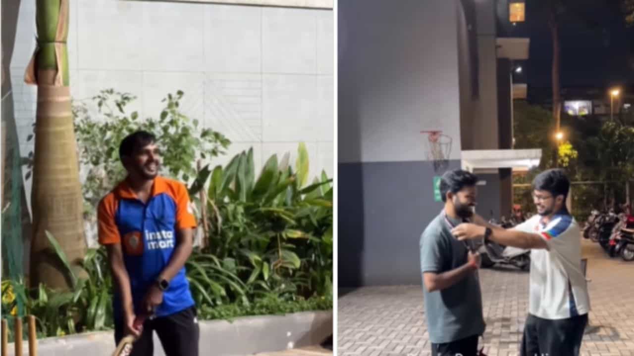 ಒತ್ತಡ ಬದಿಗಿಟ್ಟು ಯುವಕರೊಂದಿಗೆ ಕ್ರಿಕೆಟ್ ಆಡಿದ ಡೆಲಿವರಿ ಬಾಯ್ಸ್