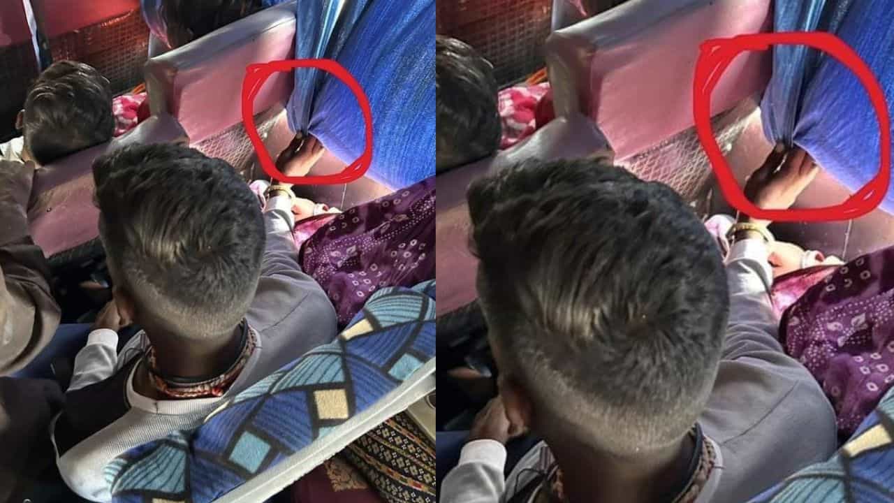 Viral: ಪ್ರಯಾಣದ ವೇಳೆ ಪತ್ನಿಯ ಮುಖಕ್ಕೆ ಸೂರ್ಯನ ಕಿರಣ ಸೋಕದಂತೆ ಪರದೆ ಹಿಡಿದು ಕುಳಿತ ಪತಿ Viral: ಪ್ರಯಾಣದ ವೇಳೆ ಪತ್ನಿಯ ಮುಖಕ್ಕೆ ಸೂರ್ಯನ ಕಿರಣ ಸೋಕದಂತೆ ಪರದೆ ಹಿಡಿದು ಕುಳಿತ ಪತಿ