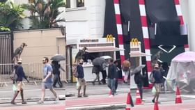 ಶ್ವಾನವನ್ನು ಹೆಗಲ ಮೇಲೆ ಹೊತ್ತುಕೊಂಡು ಊರು ಸುತ್ತಿದ ವ್ಯಕ್ತಿ