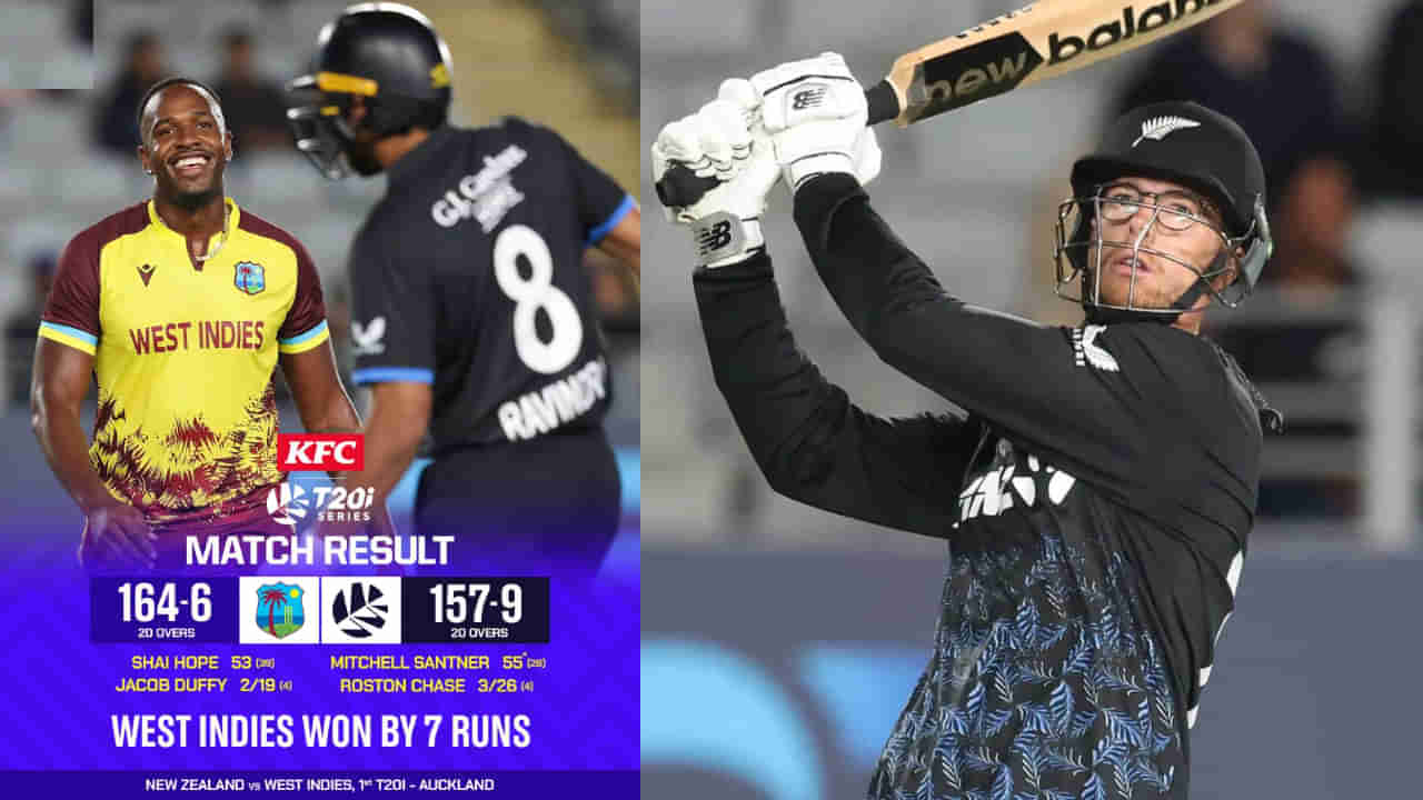 18 ಎಸೆತಗಳಲ್ಲಿ 10 ಬೌಂಡರಿ, ಸಿಕ್ಸರ್‌..! ವಿಂಡೀಸ್ ವಿರುದ್ಧ ಸ್ಯಾಂಟ್ನರ್ ಏಕಾಂಗಿ ಹೋರಾಟ ವ್ಯರ್ಥ