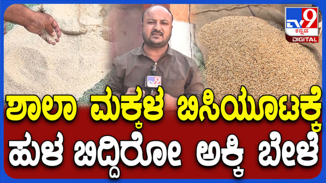 ಯಾದಗಿರಿ: ಶಾಲಾ ಮಕ್ಕಳ ಬಿಸಿಯೂಟಕ್ಕೆ ಹುಳ ಬಿದ್ದಿರೋ ಅಕ್ಕಿ ಬೇಳೆ