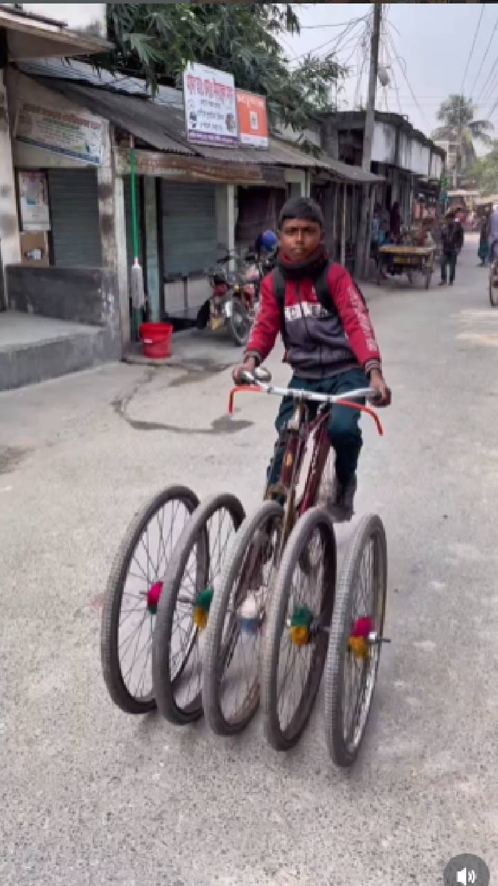 6 ಚಕ್ರದ ಸೈಕಲ್​ ಹೇಗಿದೆ ನೋಡಿ; ವಿಡಿಯೋ ವೈರಲ್