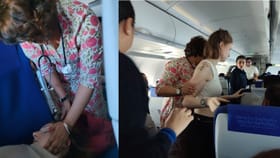 ವಿಮಾನದಲ್ಲಿ ಅಮೆರಿಕಾ ಮಹಿಳೆ ಜೀವ ಉಳಿಸಿದ 'ಕೈ' ನಾಯಕಿ: ಆಗಿದ್ದೇನು?