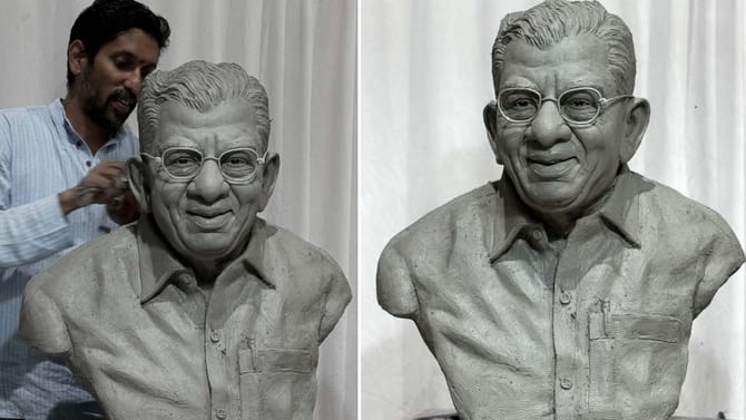 ಅರುಣ್ ಯೋಗಿರಾಜ್​​​ ಕೈಚಳಕದಲ್ಲಿ ಅರಳಿದ ದಿ ಶಾಮನೂರು ಶಿವಶಂಕರಪ್ಪ ಪುತ್ಥಳಿ